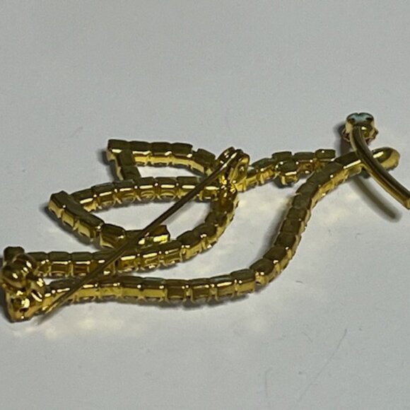 VTG Rhinestone Crystals Christmas Peace Dove Red Rose Brooch Pin 2.25" - Picture 6 of 14
